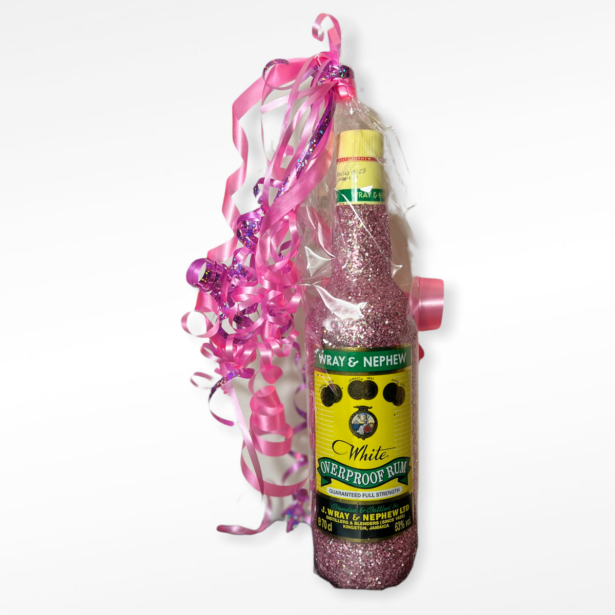 Wray and Nephew Rum White Overproof Jamaica Rum Pink Glitter Gift Wrap