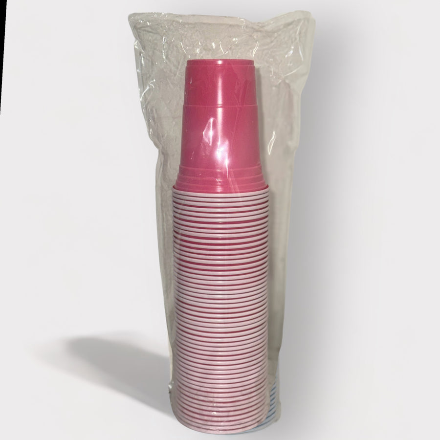 Pink Plastic Party Cups | American Style | Pack of 50 16oz | Reusable