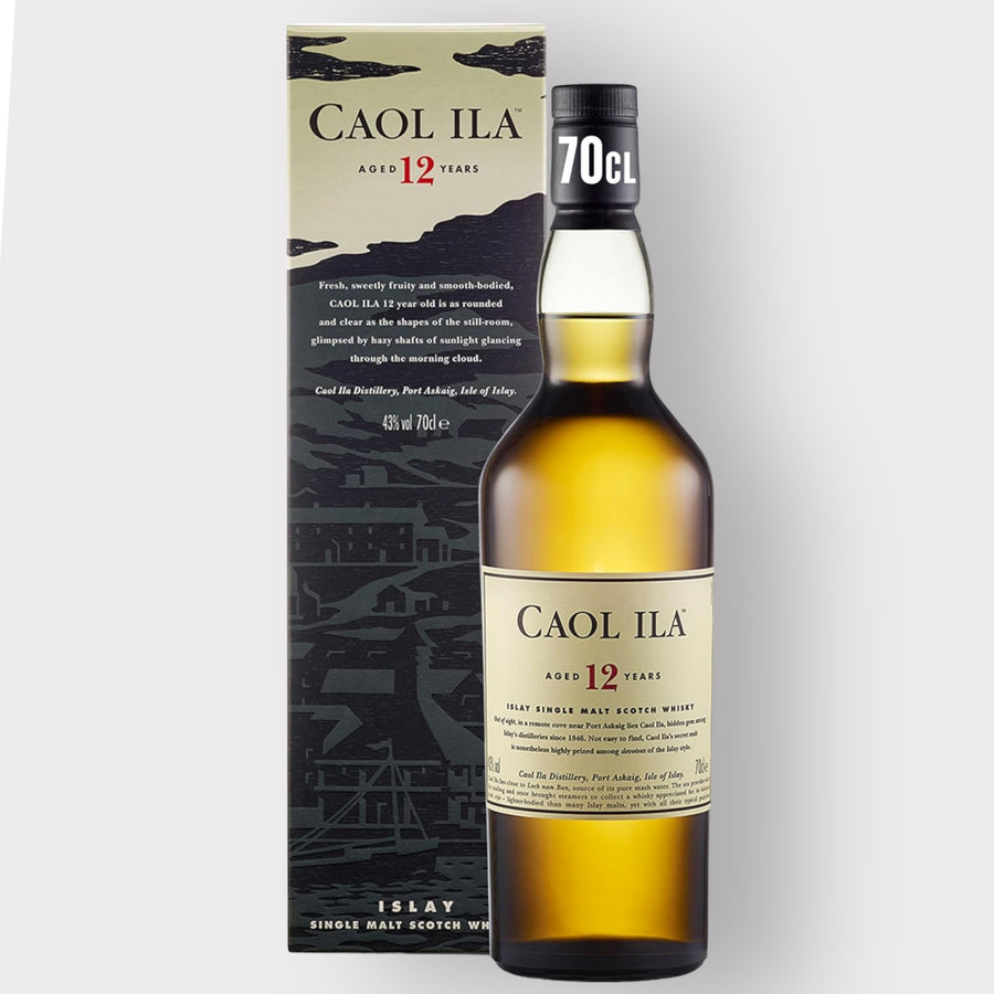 Caol Ila 12 Year Old Single Malt Whisky | 43% vol | 70cl | Scotch Whisky | Peaty Whisky from Islay | Distinct Smokiness | Fresh | Sweetly Fruity & Smooth-Bodied