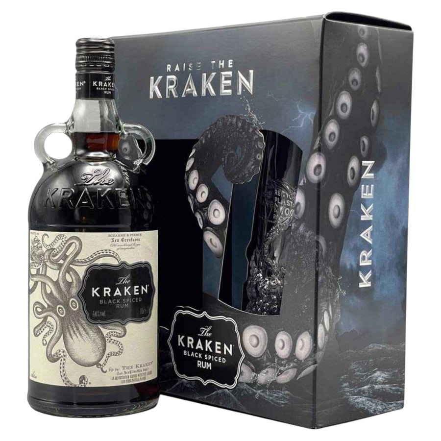 The Kraken Black Spiced Rum Gift Set With Glass 1L