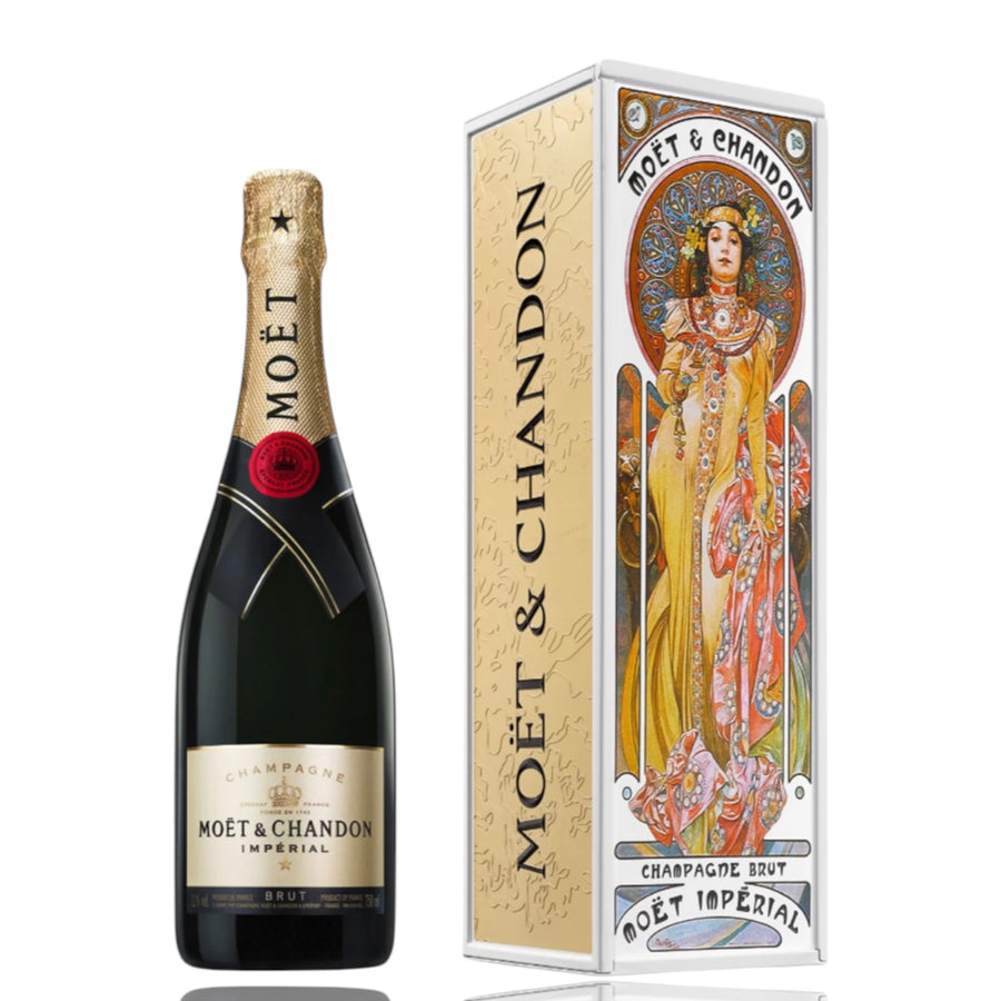 Moët Brut Mucha Gift Tin Woman Golden Dress