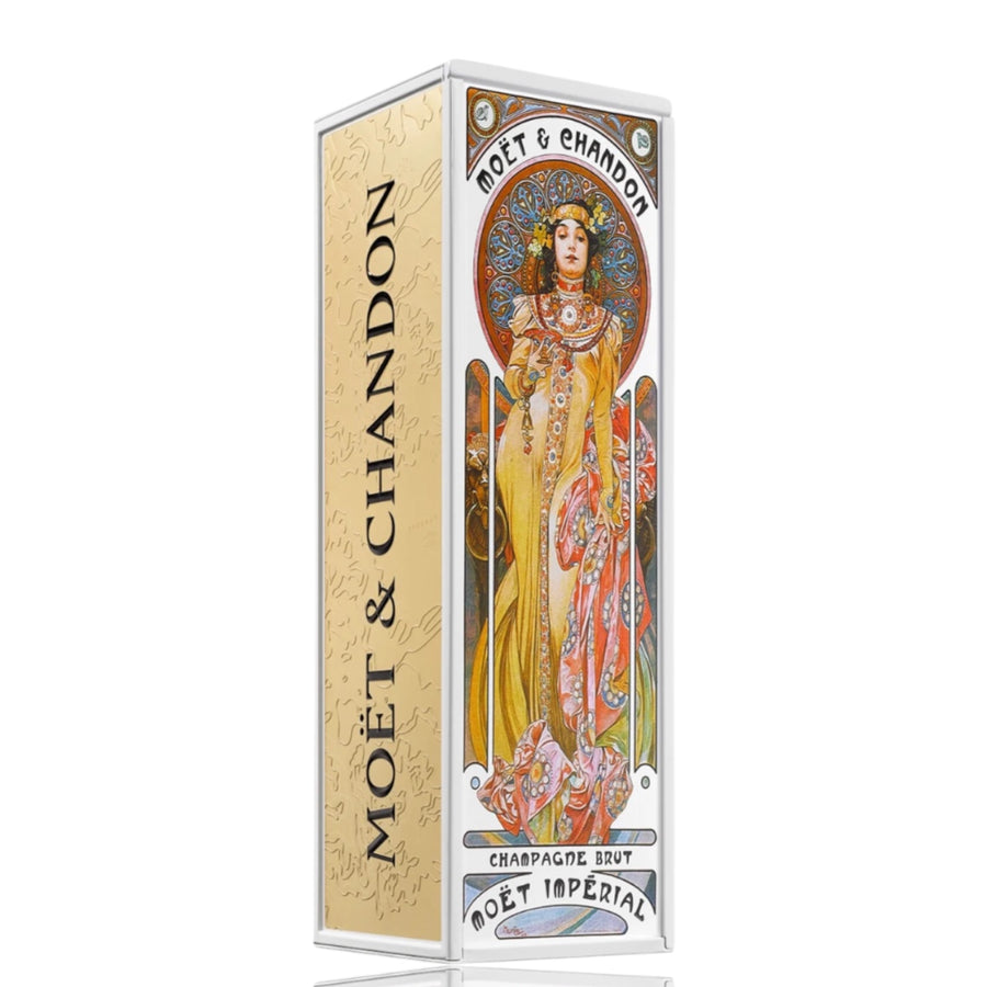 Moët Brut Mucha Gift Tin Woman Golden Dress